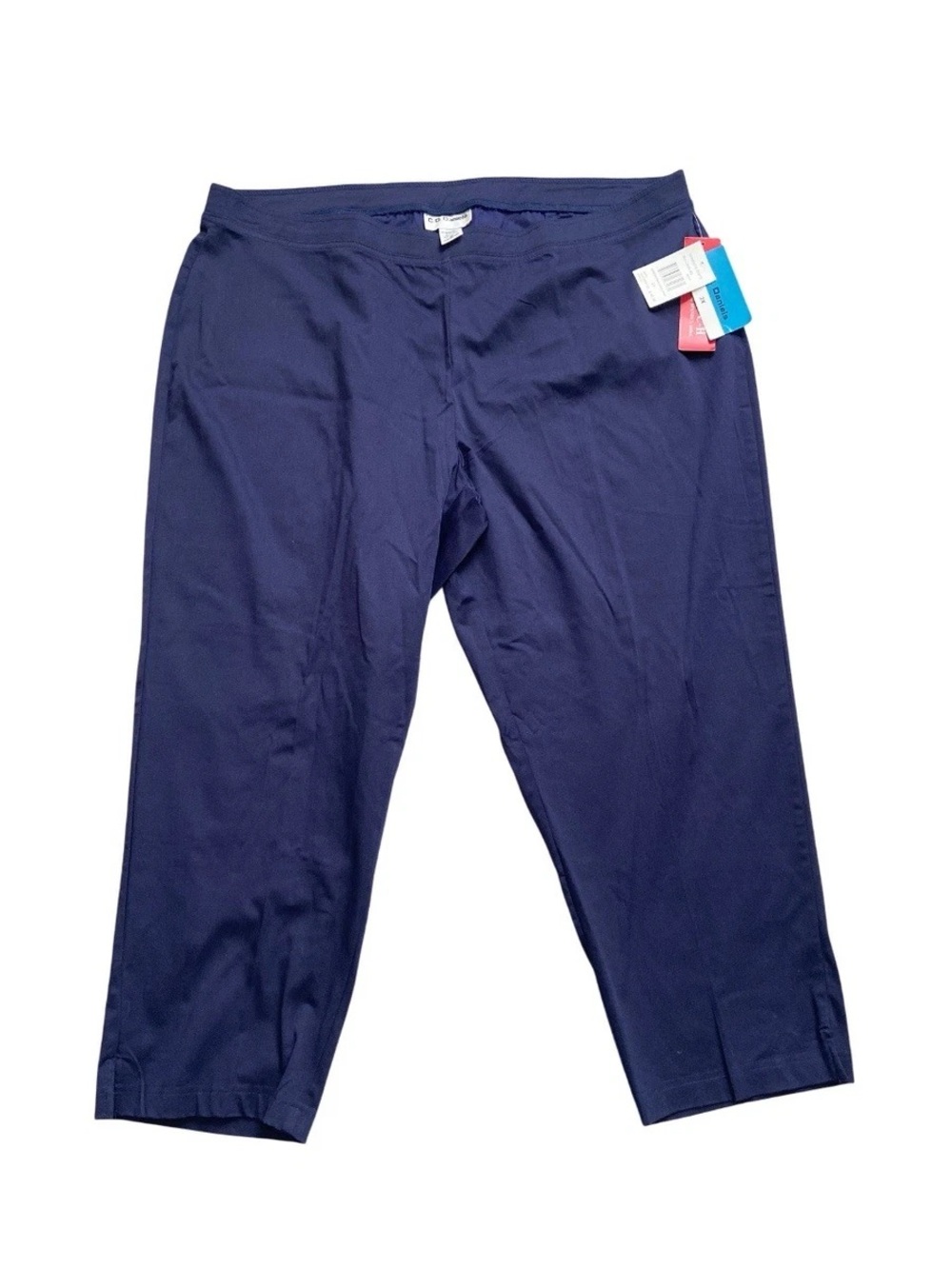 Cathy Daniels Navy Elastic Waist Stretch Pull-On Capri Pants XL Cotton